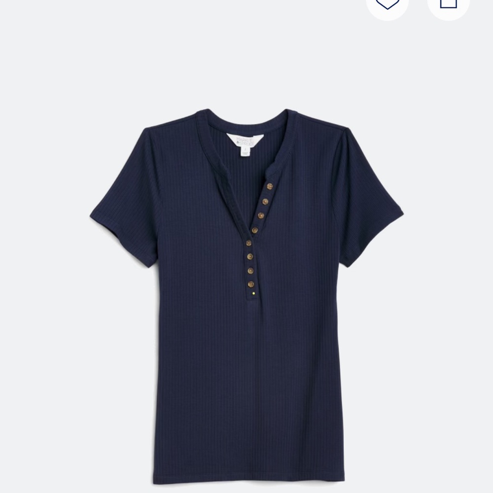 Market & Spruce Navy Short Sleeve Top - Picture 2 of 2